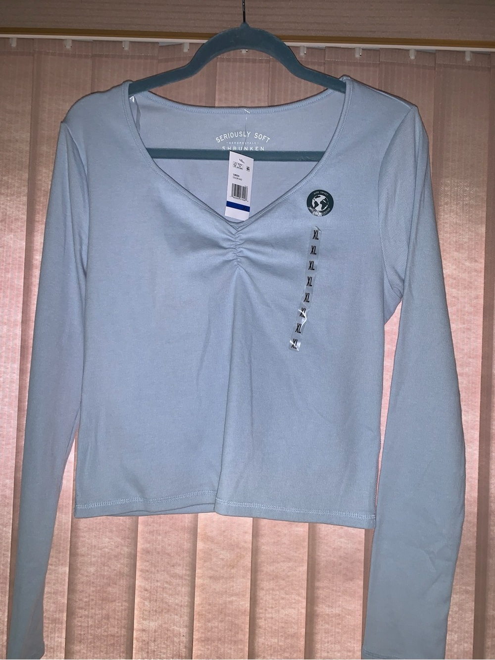 Aeropostale Light Blue Long Sleeve V-Neck Top